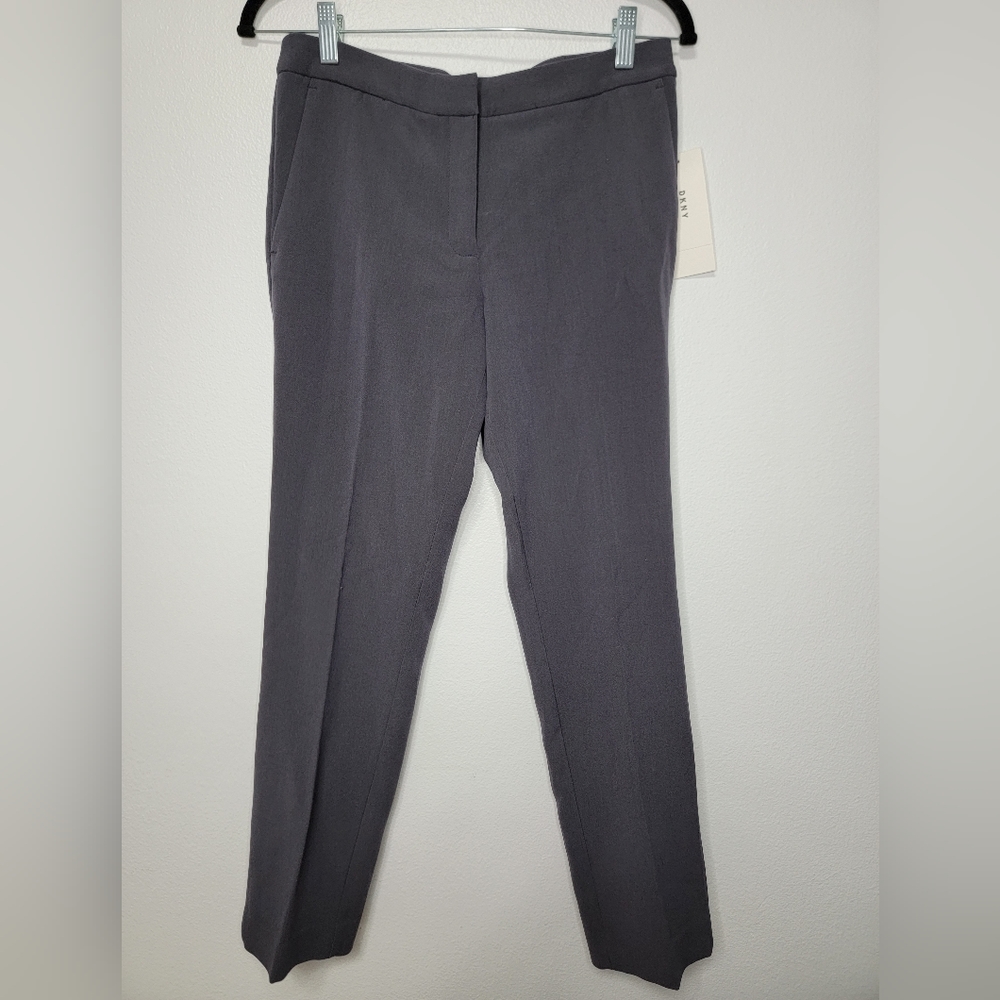 DKNY Suit Straight Leg Pants Women's Gray Steel Size 8 Bussines Work